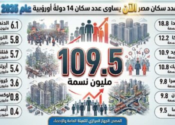 عدد سكان مصر يتجاوز 109.5 مليون نسمة.. زيادة مليون نسمة خلال 262 يومًا